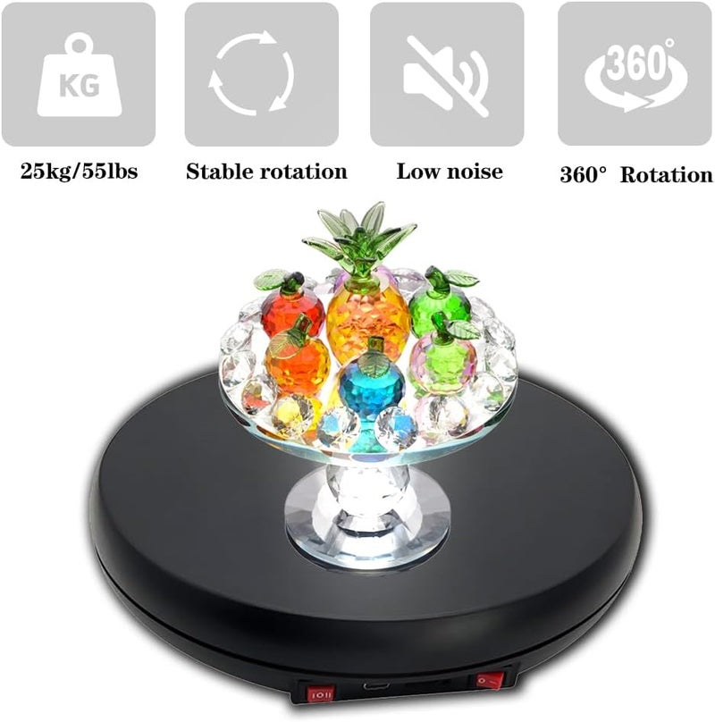 JAYEGT Motorized Rotating Display Stand with LED Light , 10 inch /55lbs Load, 360 Degree Electronic Photography Turntable for Product Show, Jewelry, Crystal Art (Black / 5 Colors LED Light /Rechargeable) - Image 5